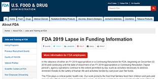 Lapse in Funding affects activities of FDA